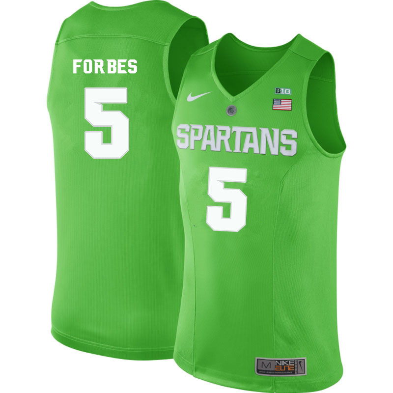 Men #5 Bryn Forbes Michigan State Spartans College Basketball Jerseys-Apple Green